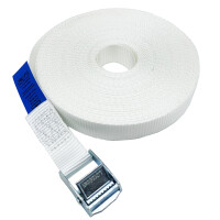 Klemmschloss Weiß LC 250 daN Klemmschlossgurt 25 mm Breit Pool Zelt Extra Lang 12 Meter