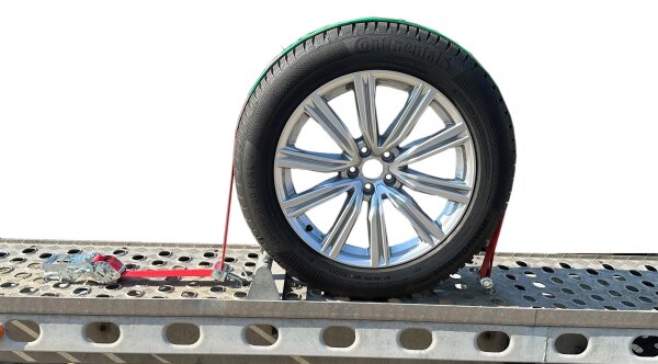 Paket] 1x BullPower Spanngurt AZG152 - Autotransport PKW Zurrgurt  Reifengurt Transportsicherung 35mm - LC 3000 kg / daN mit Ratsche und Haken